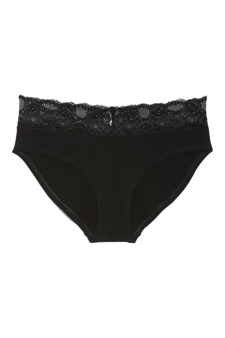 Lace Trim Hipster Briefs, Alternate, color, BLACK