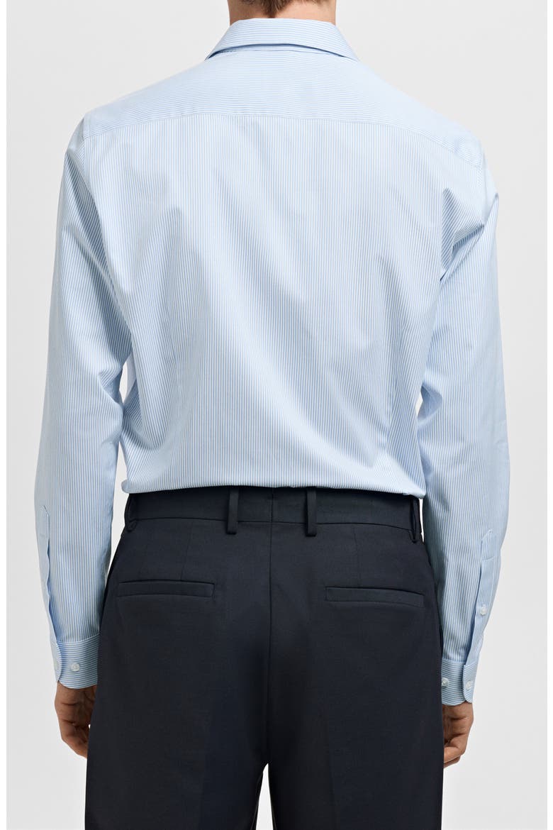 Slim Fit Pinstripe Cotton Twill Button-Up Shirt, Alternate, color, SKY BLUE