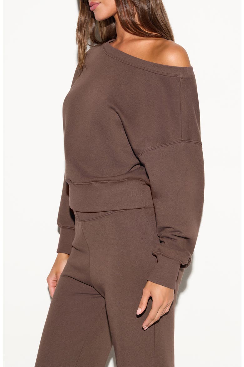 La Vida Off the Shoulder Cotton French Terry Sweatshirt, Alternate, color, EARTH