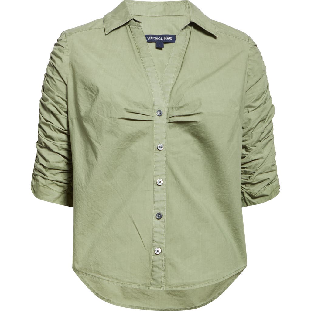 VERONICA BEARD VERONICA BEARD PORTA RUCHED COTTON BUTTON-UP SHIRT