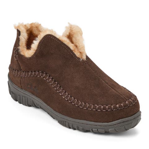 Genuine Cow Suede Notched Boot With Accent Stitch Detail Slippers