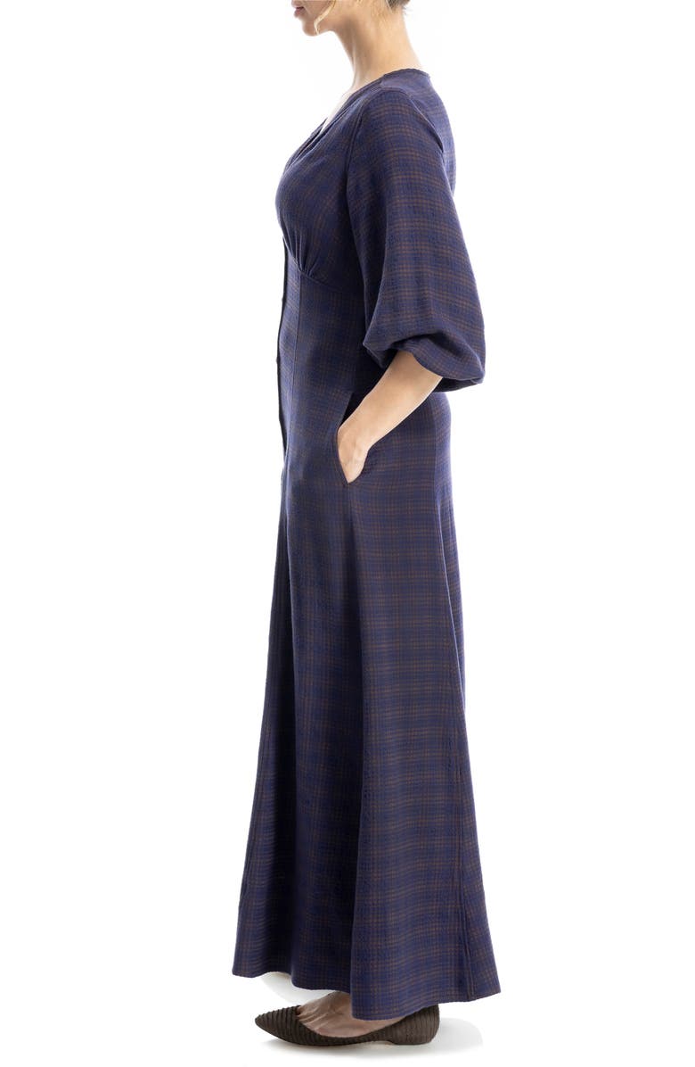 MAX STUDIO Puff Sleeve Maxi Dress, Alternate, color, Royal/ Brown