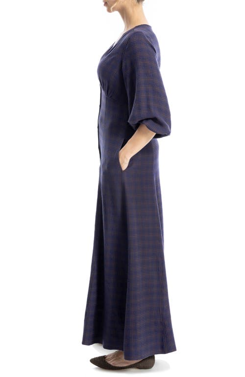 Max Studio Puff Sleeve Maxi Dress In Blue