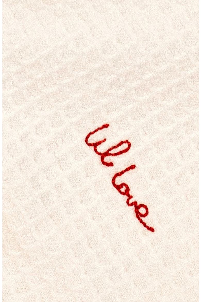 Lil Love Embroidered Waffle Blanket, Alternate, color, Ivory / Red Embroidery