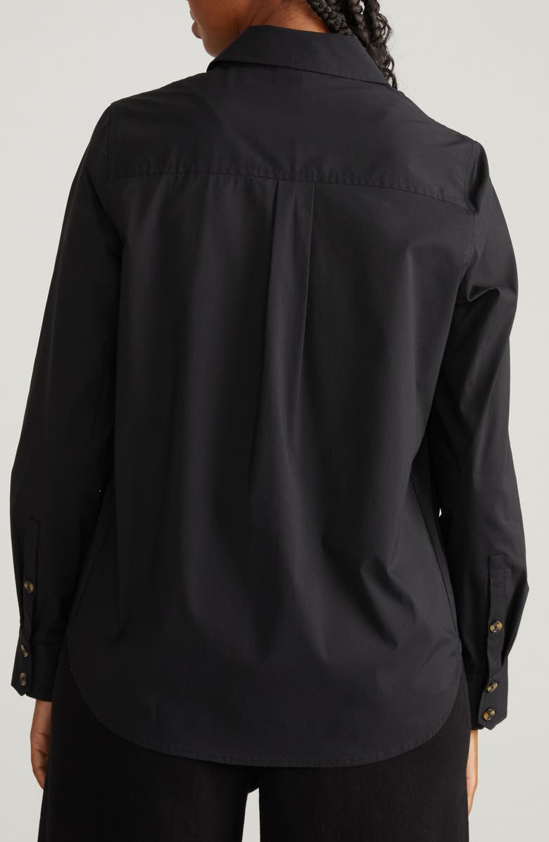 Universal Standard Elbe Stretch Poplin Button-Up Shirt, Alternate, color, Black