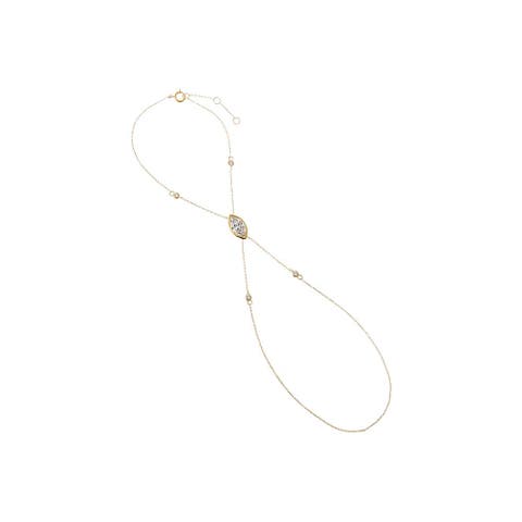 Lab Grown Diamond Marquise Bezel Hand Chain 14K