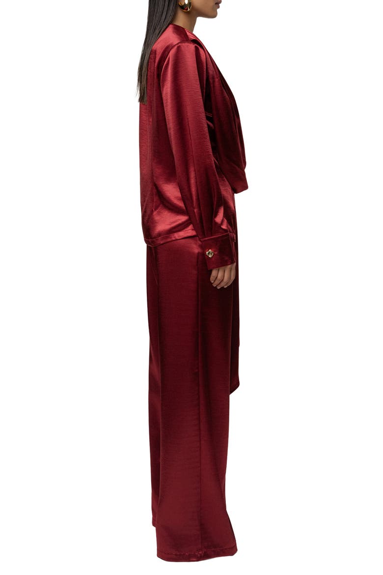 Statement Satin Drape Top, Alternate, color, RED