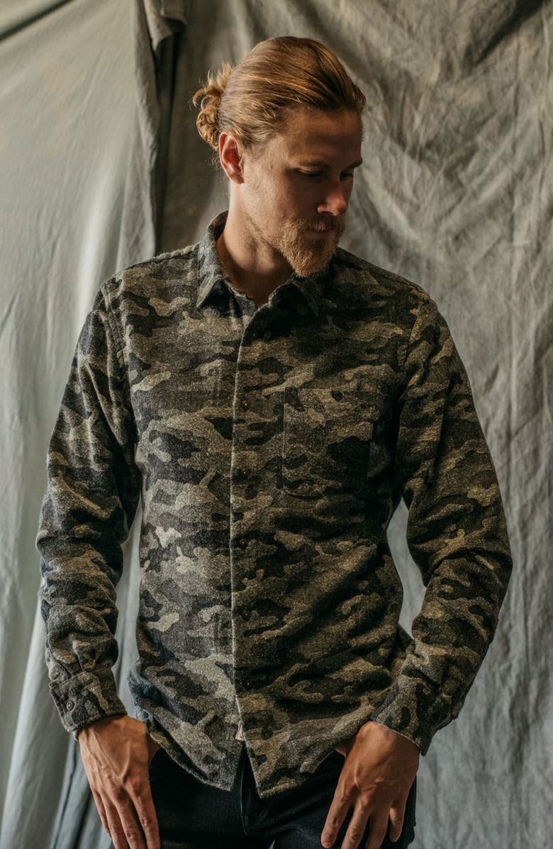 HIROSHI KATO The Ripper Slim Fit Camouflage Brushed Button-Up Shirt, Alternate, color, 