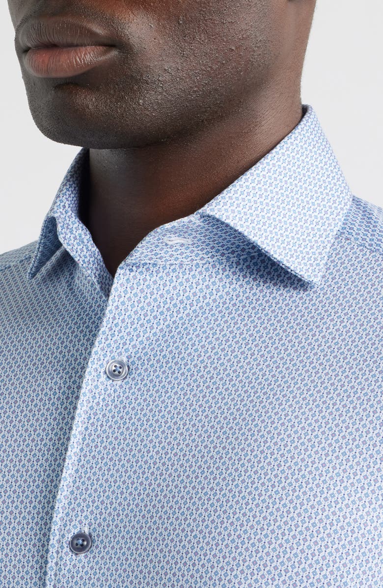 Bugatchi Devon OoohCotton<sup>®</sup> Geo Print Button-Up Shirt, Alternate, color, Cobalt