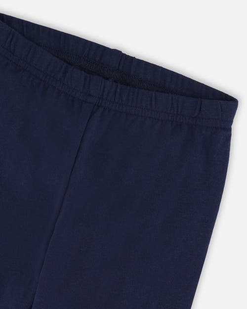 Deux Par Deux Organic Cotton Jersey Leggings With Cats In Blue