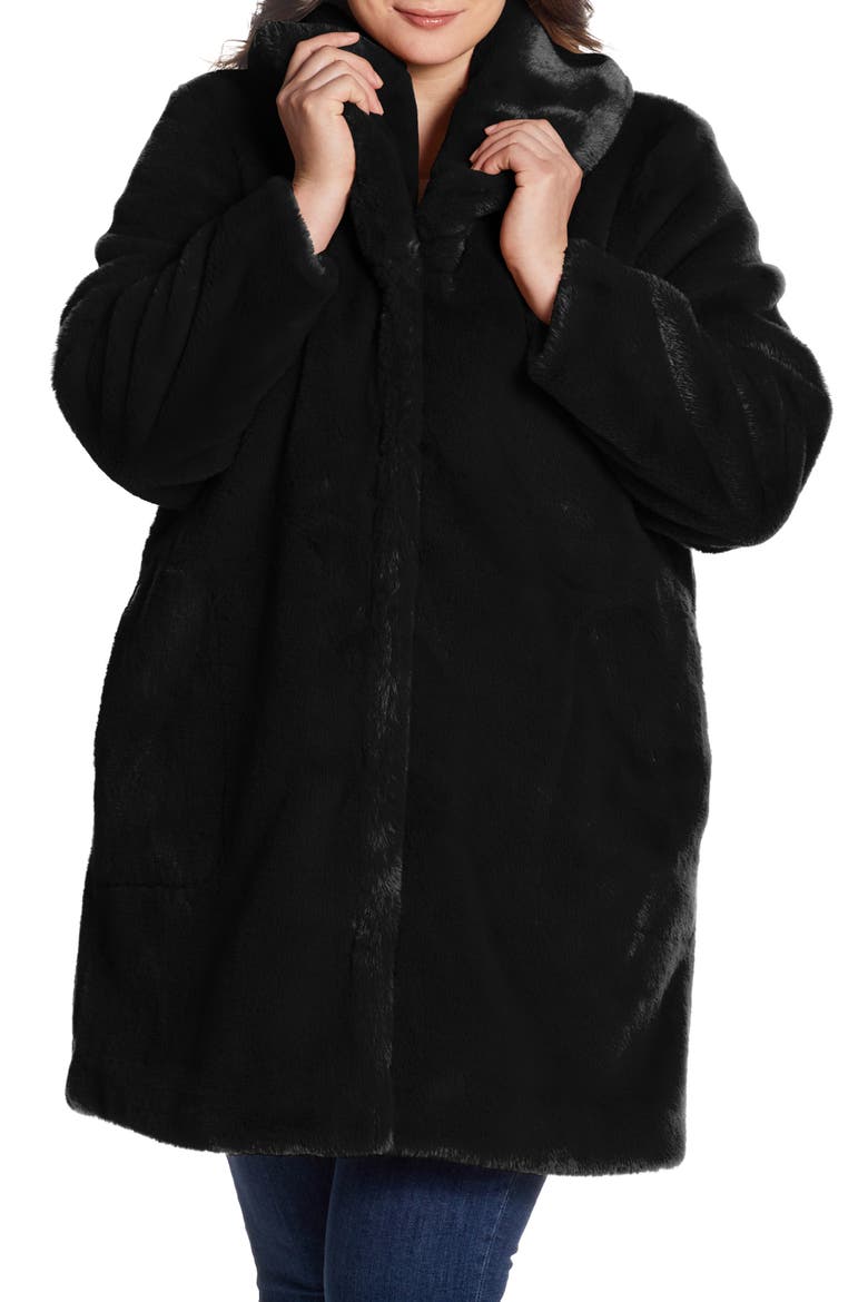 Faux Fur Coat, Main, color, BLACK