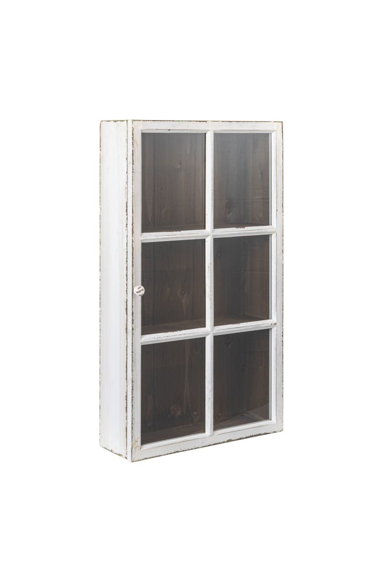 Antique White Wood Wall Cabinet with 3 Shelves, Main, color, White