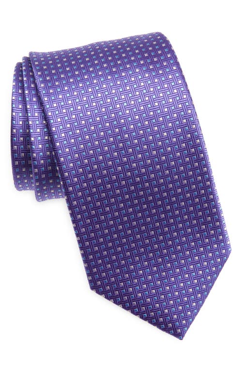 David Donahue Neat Square Silk Tie In Purple