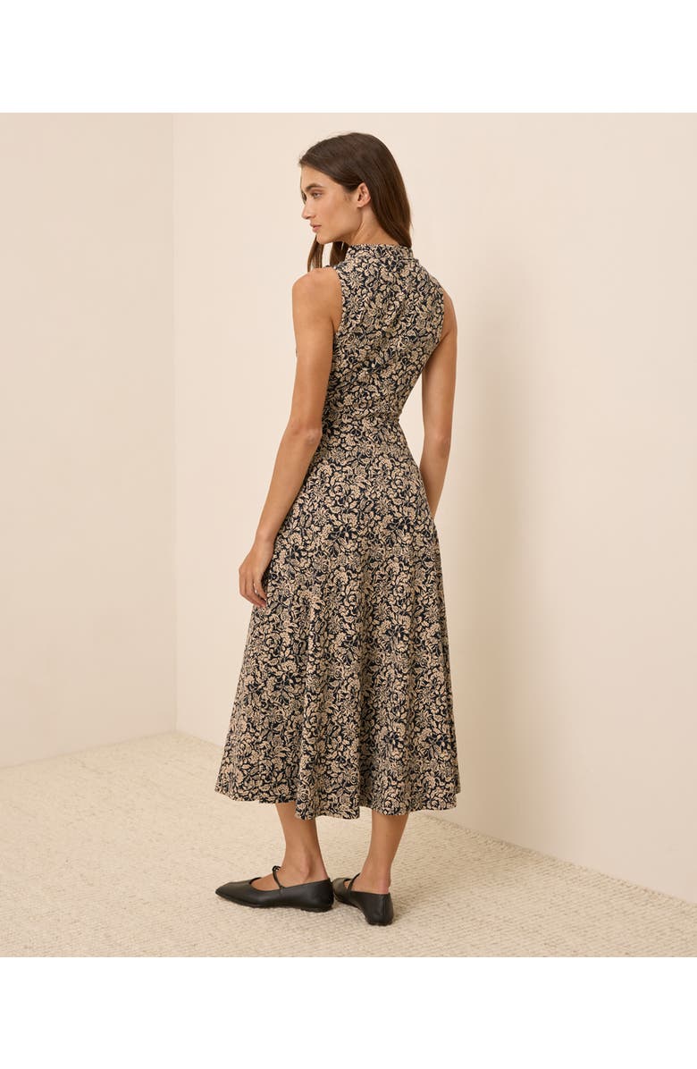 Pact Organic Cotton Fit & Flare Cowl Neck Dress, Alternate, color, Paisley Blossoms Black