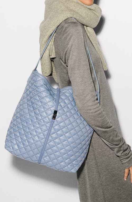 Mz Wallace Large Astor Quilted Nylon Hobo Bag In Stone Blue