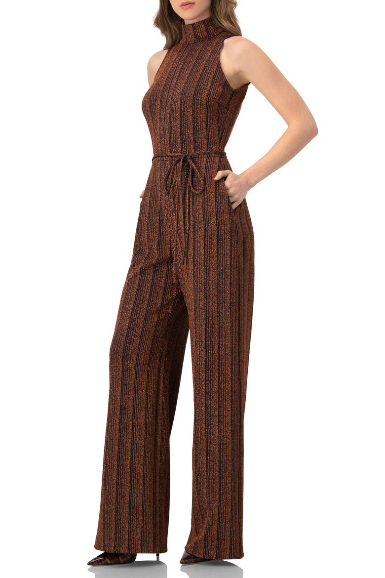 Wide-Leg Sleeveless Jumpsuit with Side Pockets, Alternate, color, Brown