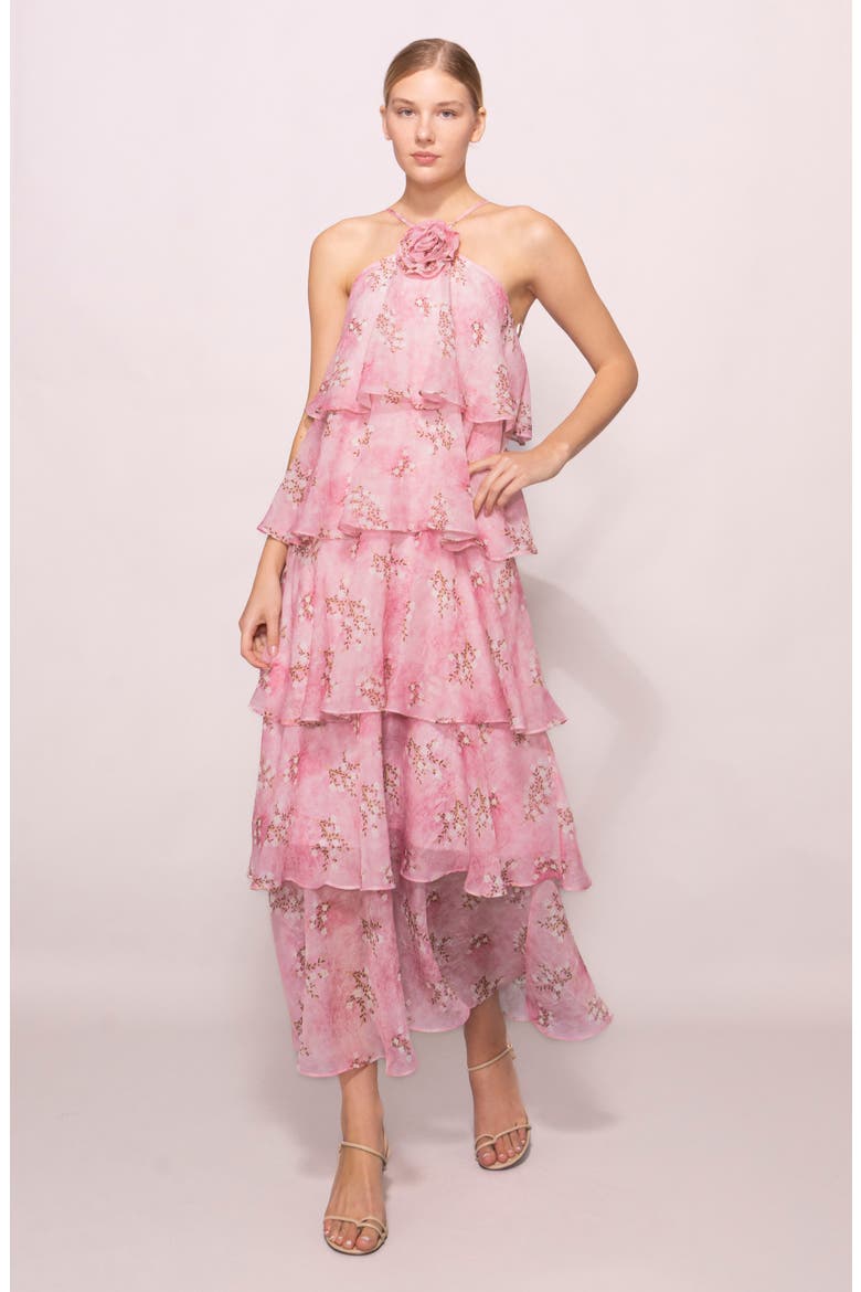 Floral Tiered Maxi Dress, Alternate, color, PINK FLORAL