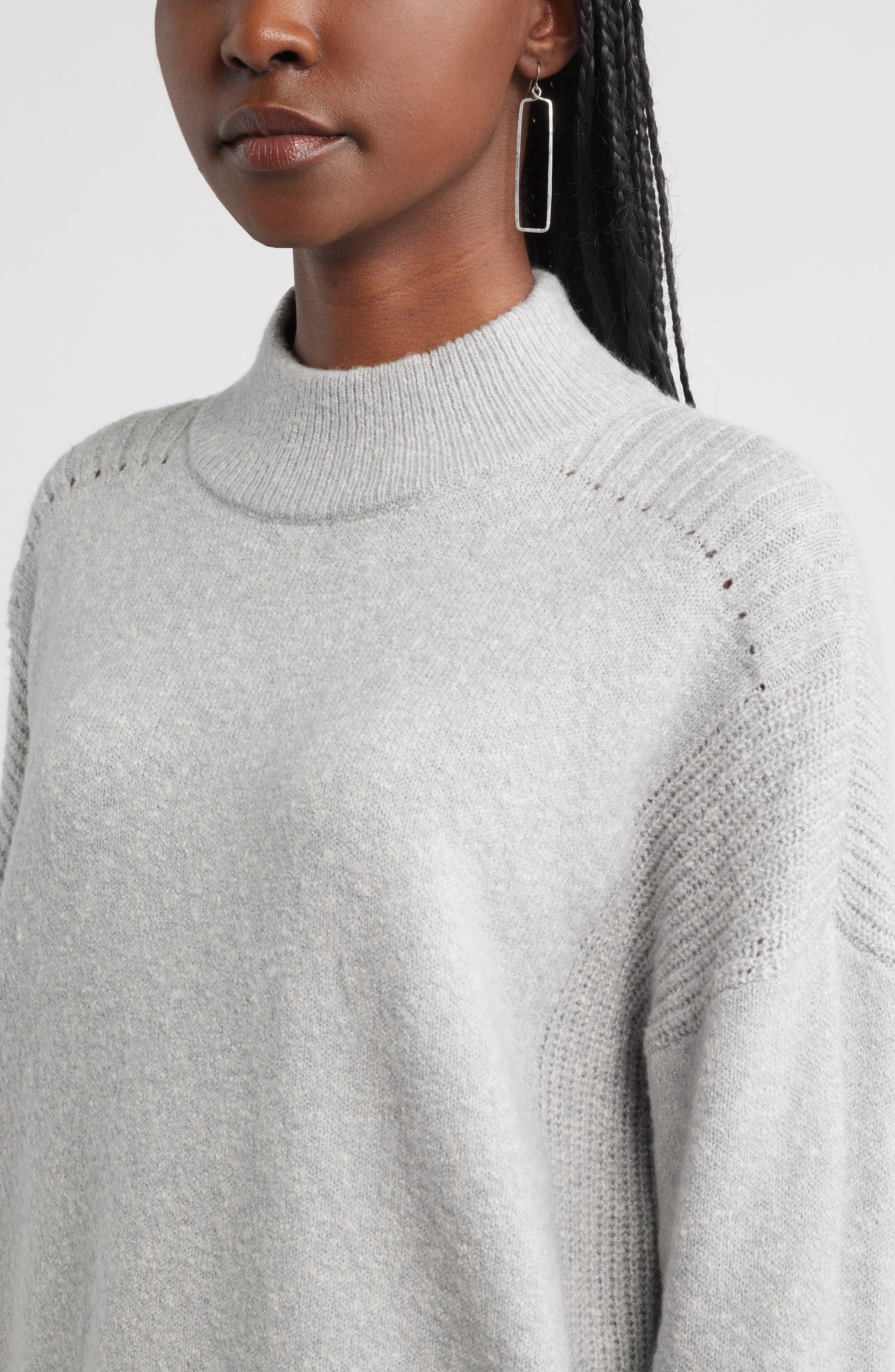 Rib Detail Mock Neck Sweater