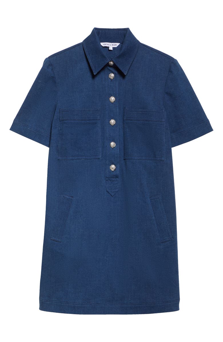 Veronica Beard Koulis Short Sleeve Denim Shirtdress, Alternate, color, Moody Blue