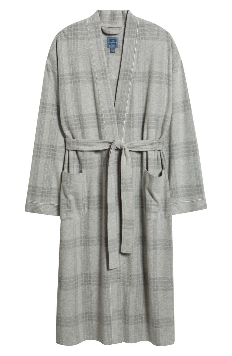 Majestic International Frosted Windows Plaid Cotton Blend Flannel Robe, Alternate, color, Grey