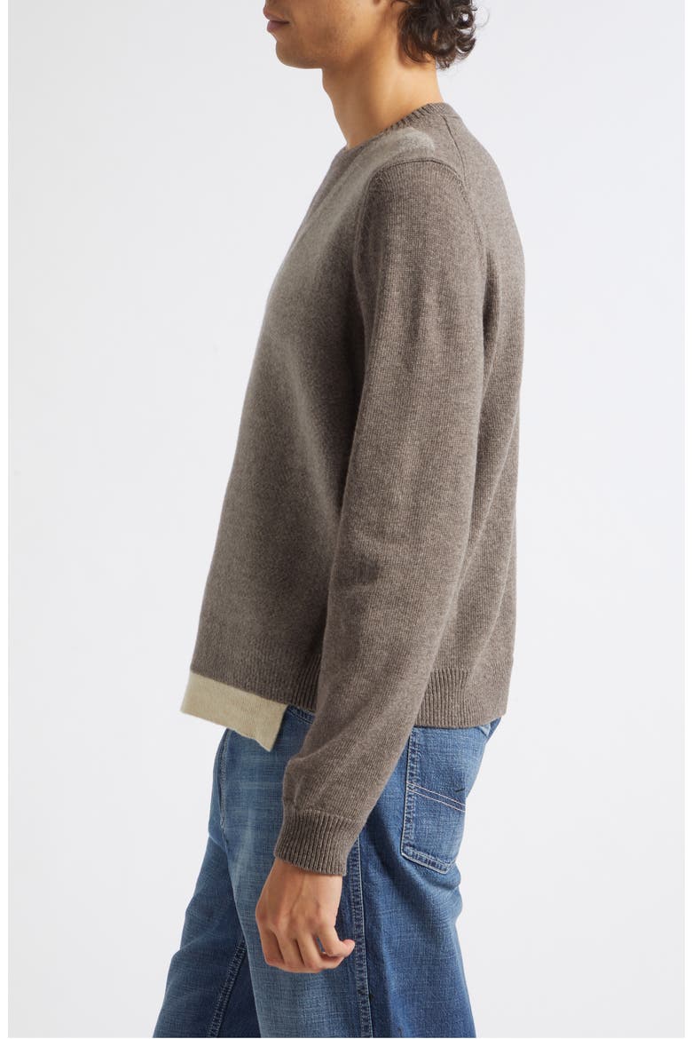 Fuse Trompe L'Oeil Virgin Wool Sweater, Alternate, color, MUD/ ECRU