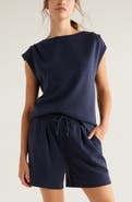Zella Soft Luxe Knit Gathered Shoulder Top