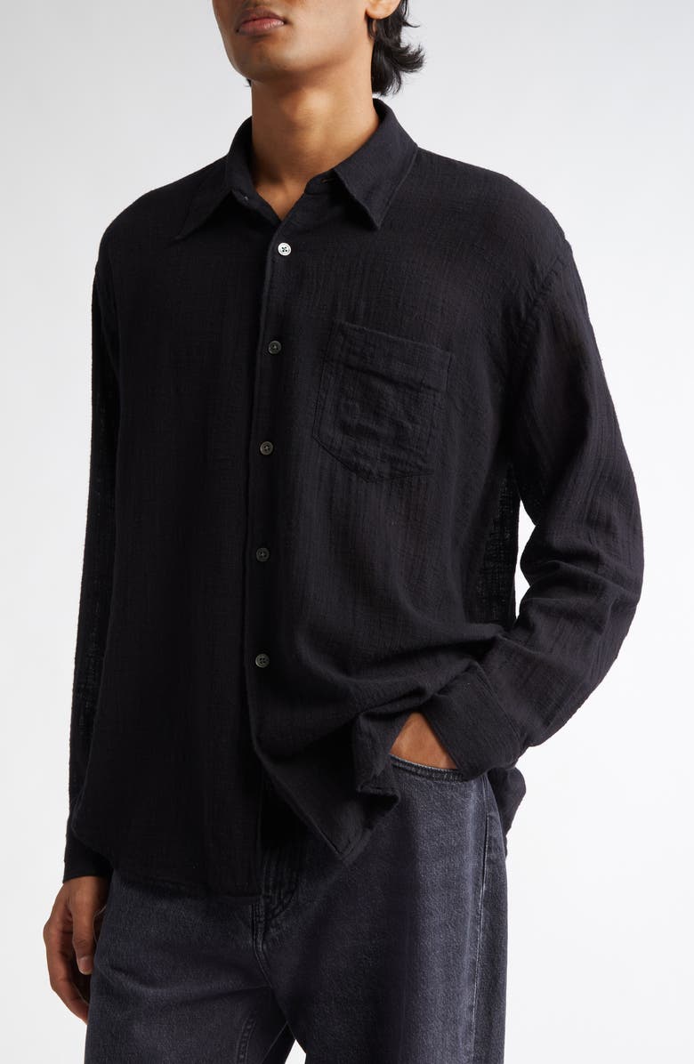 OUR LEGACY Coco Cotton Button-Up Shirt, Alternate, color, Washed Black Air Cotton