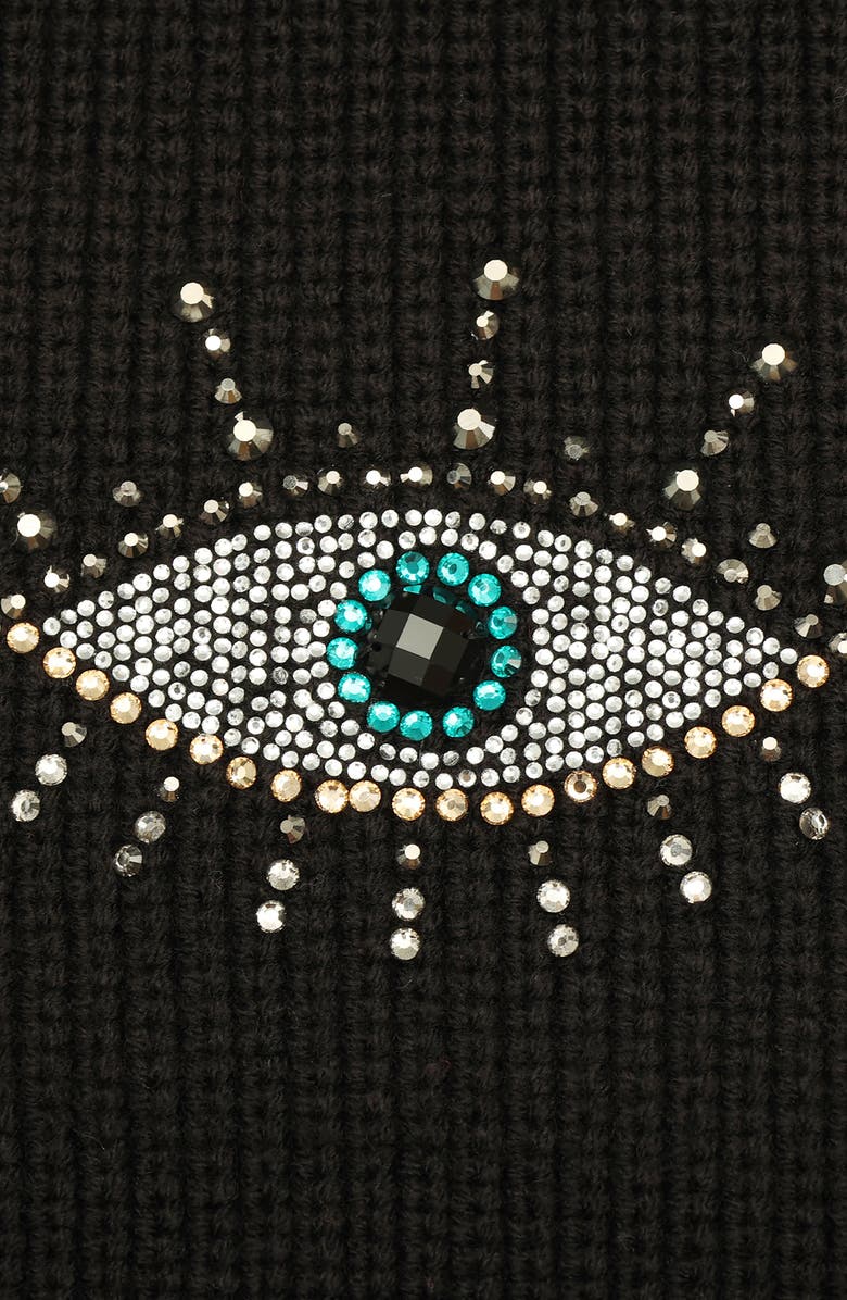 Kurt Geiger London Evil Eye Crystal Embellished Scarf, Alternate, color, 