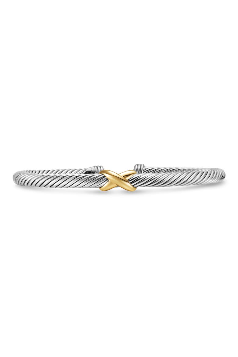 X Classic Cable Station Bracelet in Sterling Silver with 14K Gold, 4mm, Main, color, SILVER/ GOLD