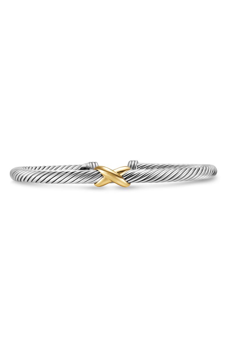 David Yurman X Classic Cable Station Bracelet in Sterling Silver with 14K Gold, 4mm, Main, color, Silver/ Gold