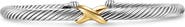 David Yurman X Classic Cable Station Bracelet in Sterling Silver with 14K Gold, 4mm