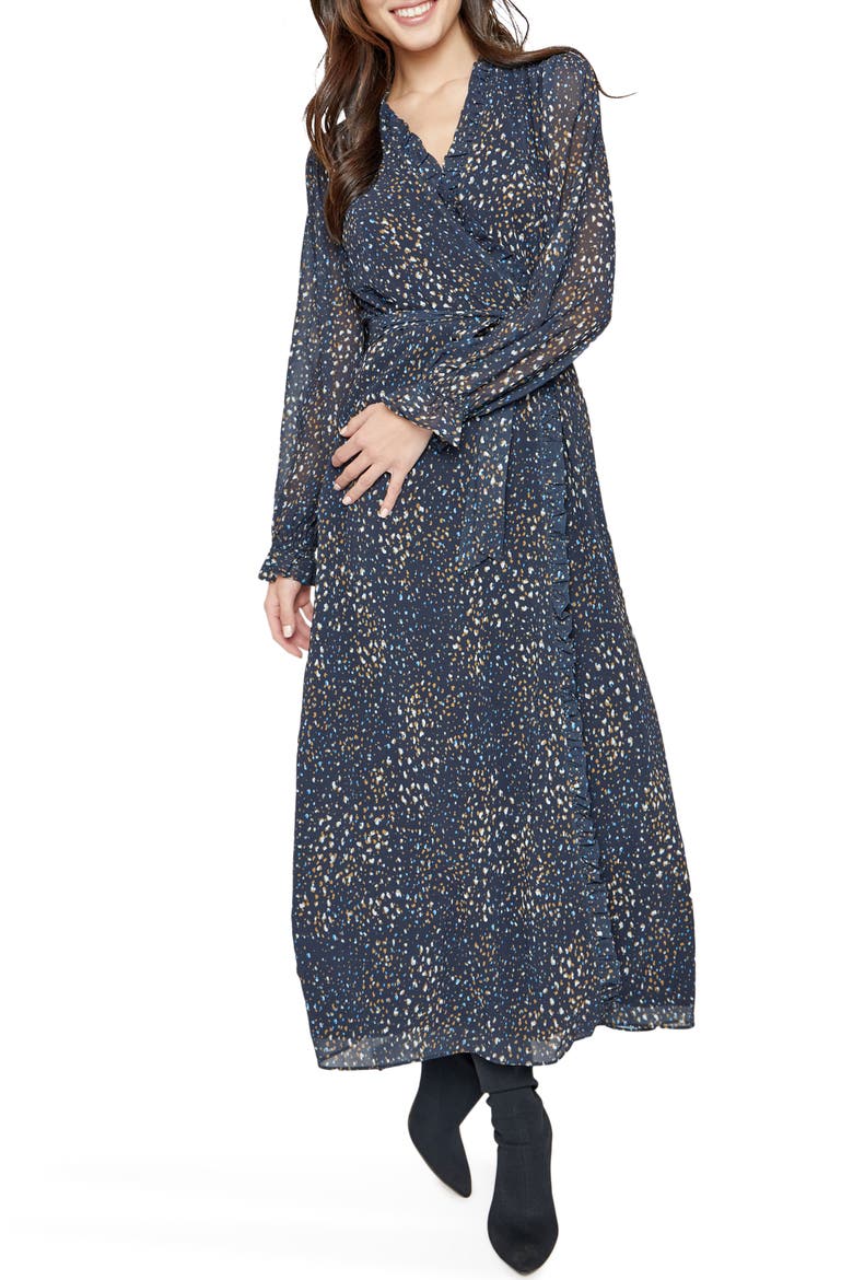 Valerie Star Long Sleeve Maxi Dress, Main, color, NAVY-MULTI
