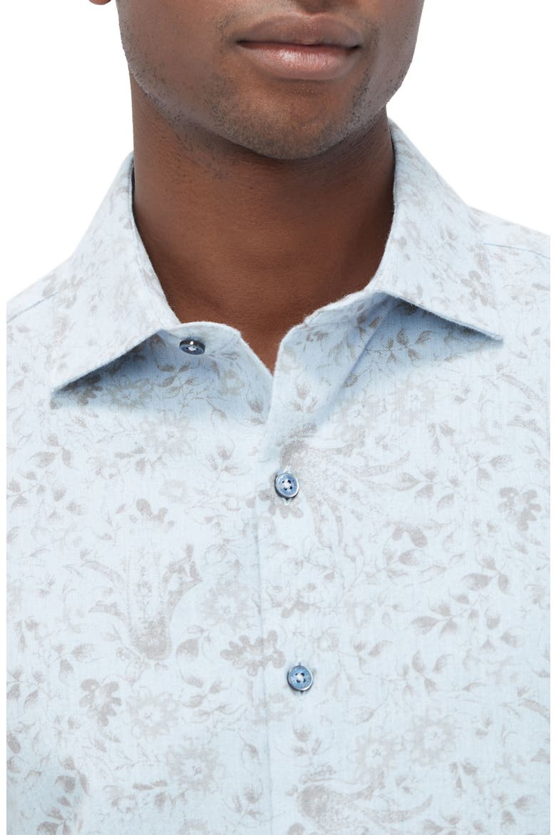 Axel Shaped Fit Abstract Floral Print Button-Up Shirt, Alternate, color, DUSTY BLUE