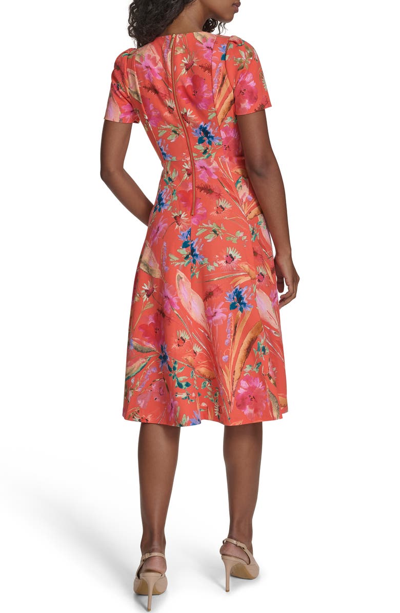 Calvin Klein Floral Midi Dress, Alternate, color, Ember Multi