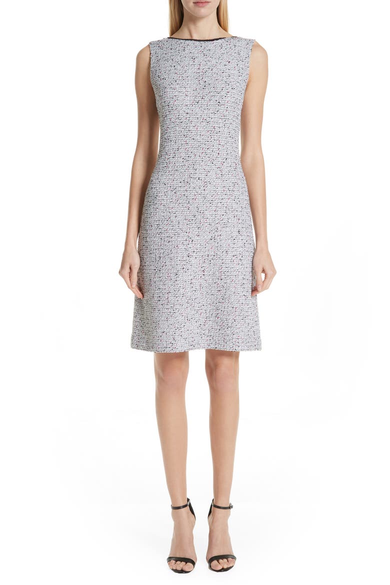 Alicia Knit Sheath Dress, Main, color, WHITE/ FLAMINGO MULTI