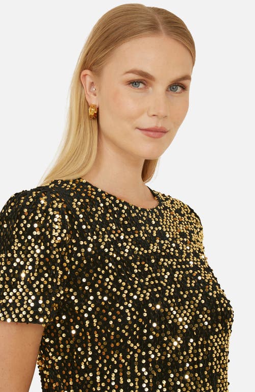 Yumi Sequin Tunic Mini Dress In Gold