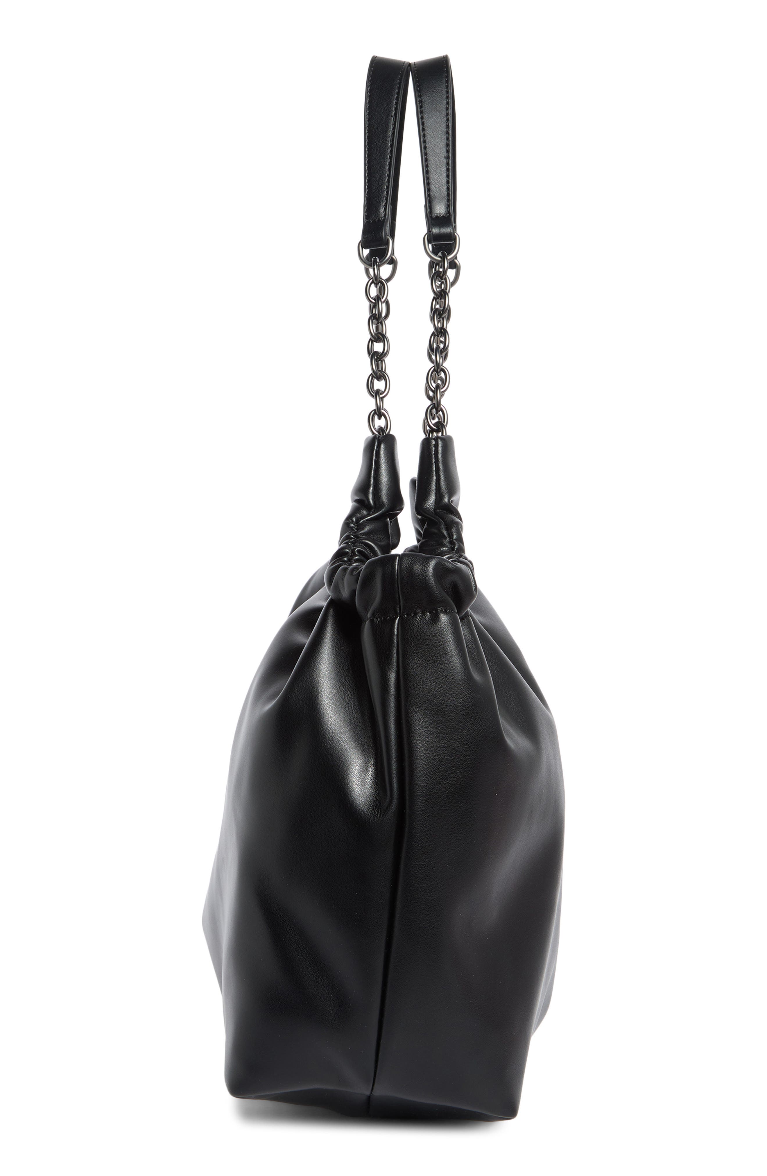 BCBG Chain Water Repellent Shoulder Bag, Alternate, color, Black