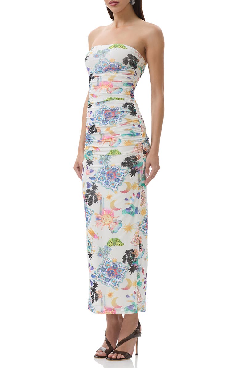 AFRM Marlo Strapless Mesh Maxi Dress, Alternate, color, Summer Convo