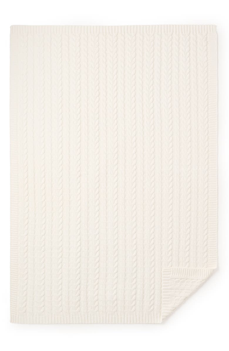 Elegant Baby Horseshoe Cable Knit Cotton Blanket, Alternate, color, White