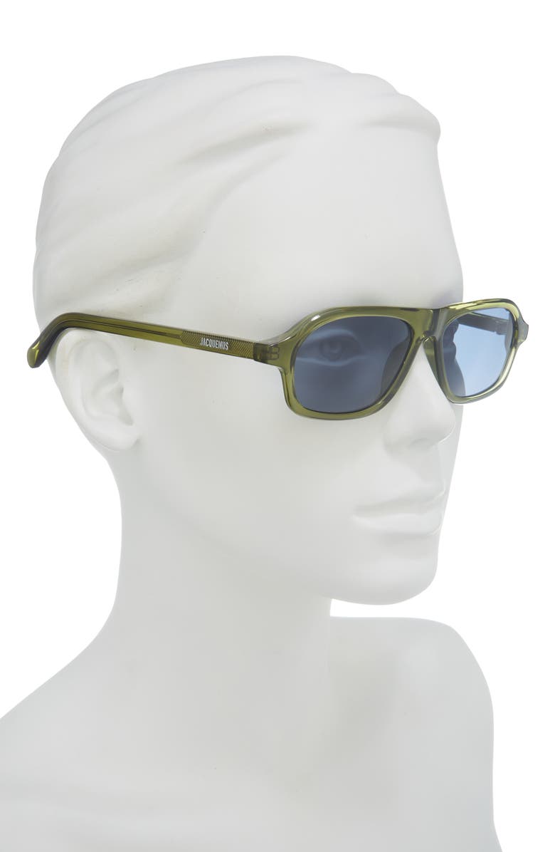 Jacquemus Polarized Pilot Sunglasses, Alternate, color, Khaki/ Silver/ Dark Navy