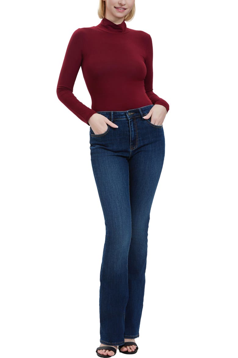 Women's Turtleneck Long Sleeve Bodysuit, Alternate, color, Garnet