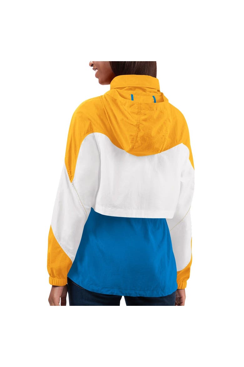 Women's G-III 4Her by Carl Banks Powder Blue/Gold Los Angeles Chargers Tie Breaker Lightweight Quarter-Zip Jacket, Alternate, color, Powder Blue