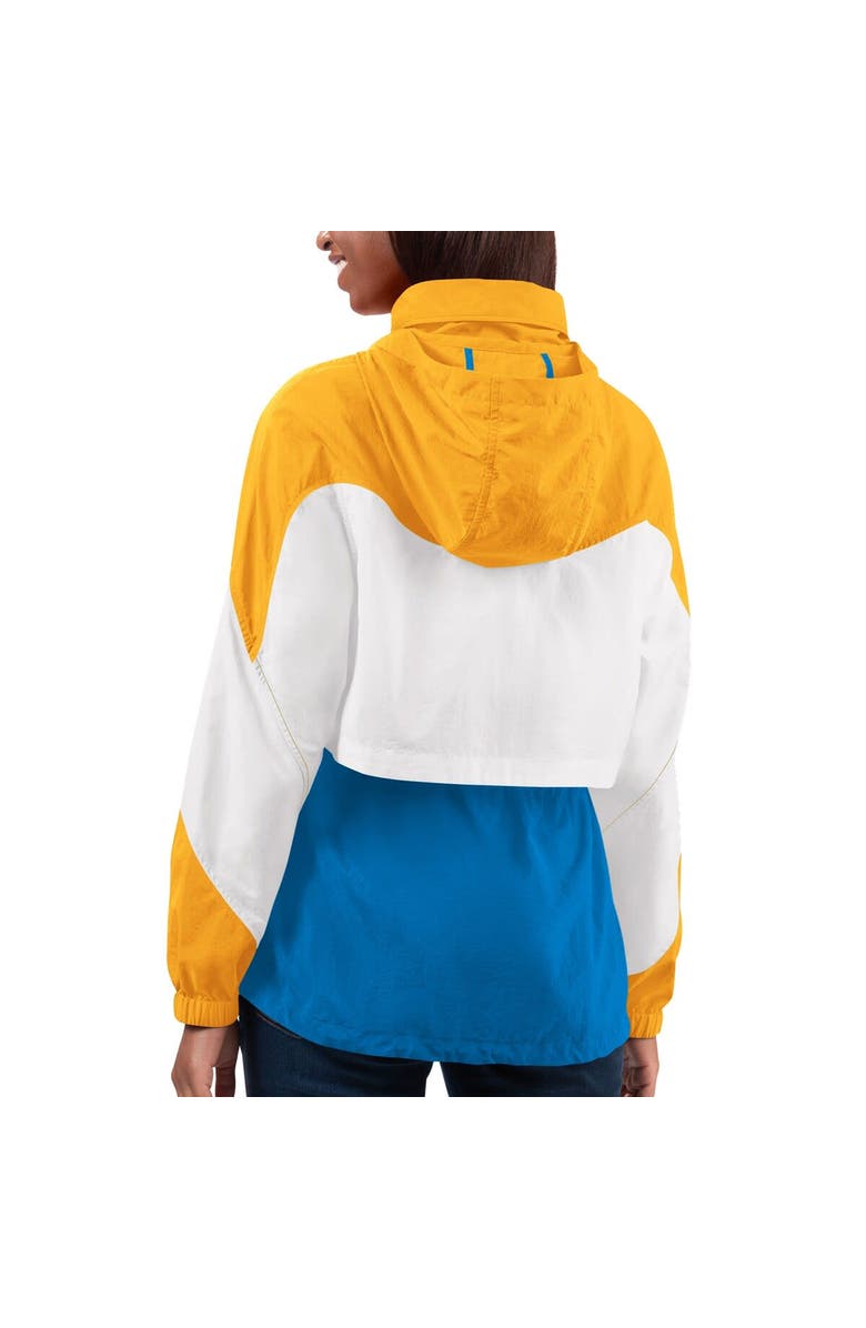 G-III 4HER BY CARL BANKS Women's G-III 4Her by Carl Banks Powder Blue/Gold Los Angeles Chargers Tie Breaker Lightweight Quarter-Zip Jacket, Alternate, color,