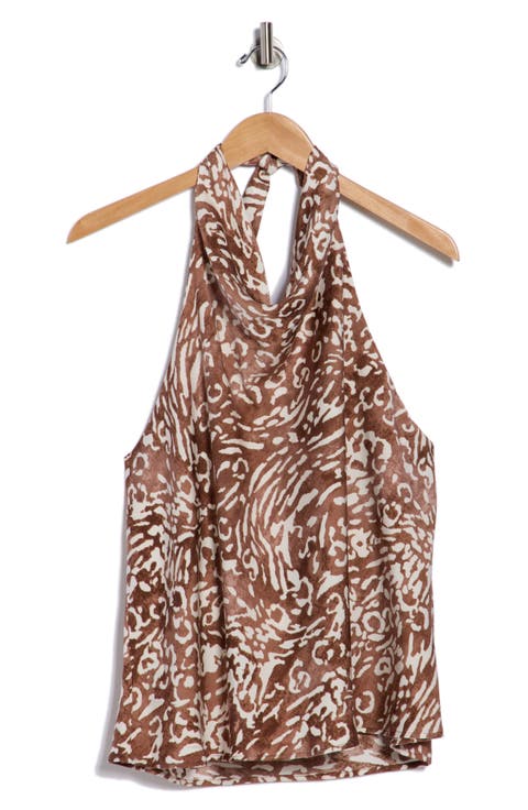 Animal Print Halter Satin Top (Plus)