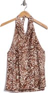 Renee C Animal Print Halter Satin Top