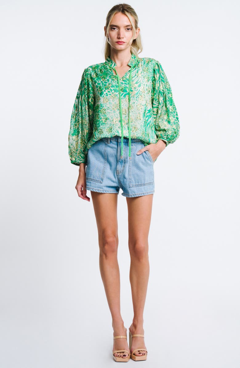 CIEBON Bari Metallic Star Top, Alternate, color, Green Multi