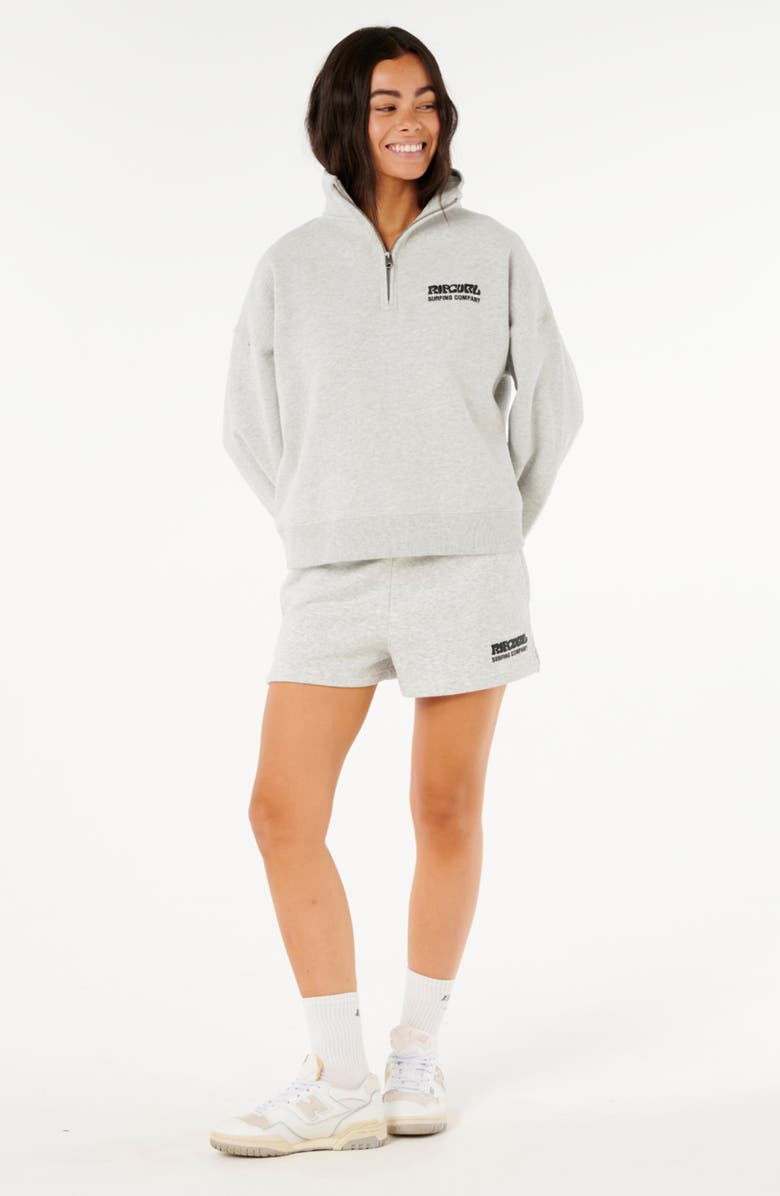 Rip Curl Surf Puff Logo Quarter Zip Sweatshirt, Alternate, color, Grey Marle