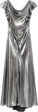 AllSaints Flora Metallic Cowl Neck Maxi Dress