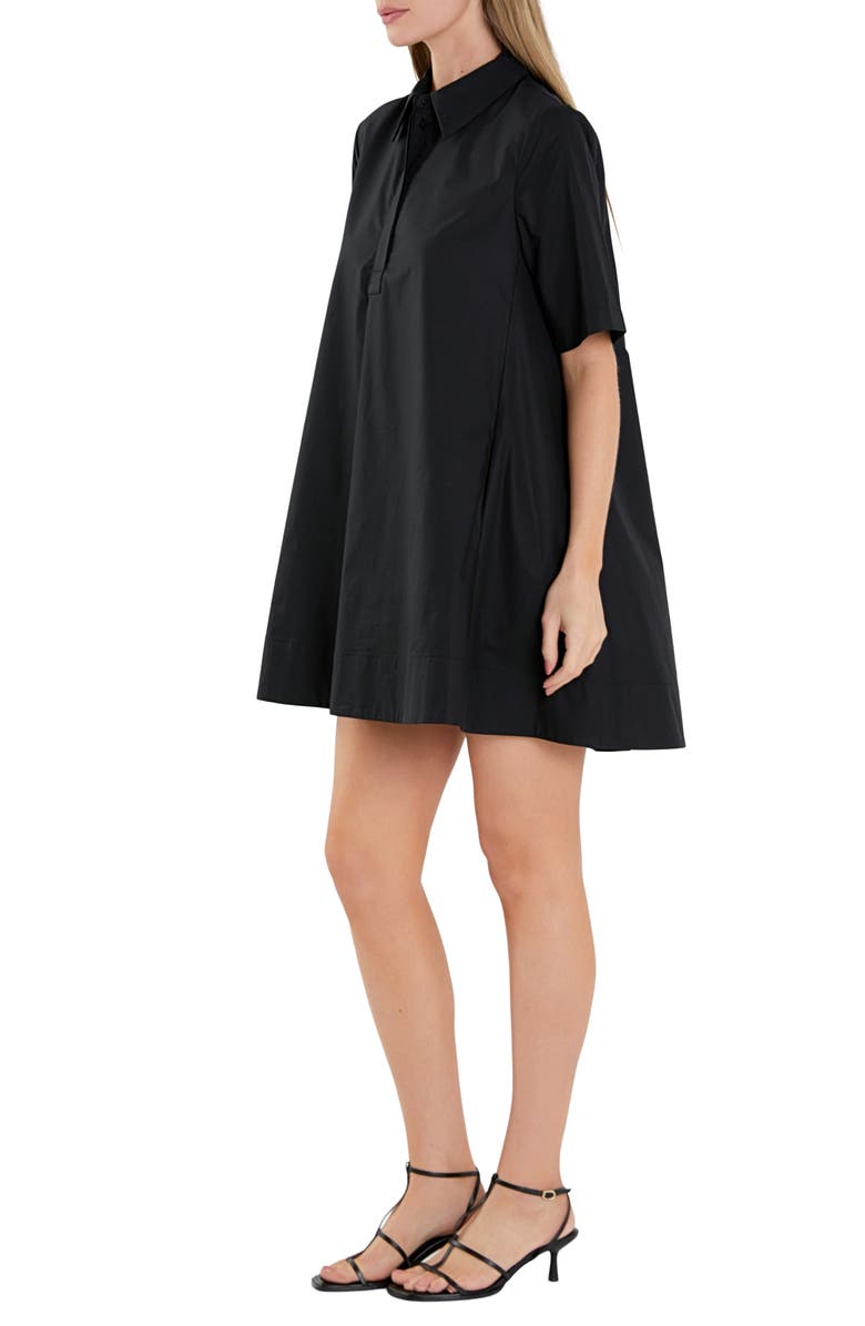 English Factory Trapeze Cotton Shirtdress, Alternate, color, Black