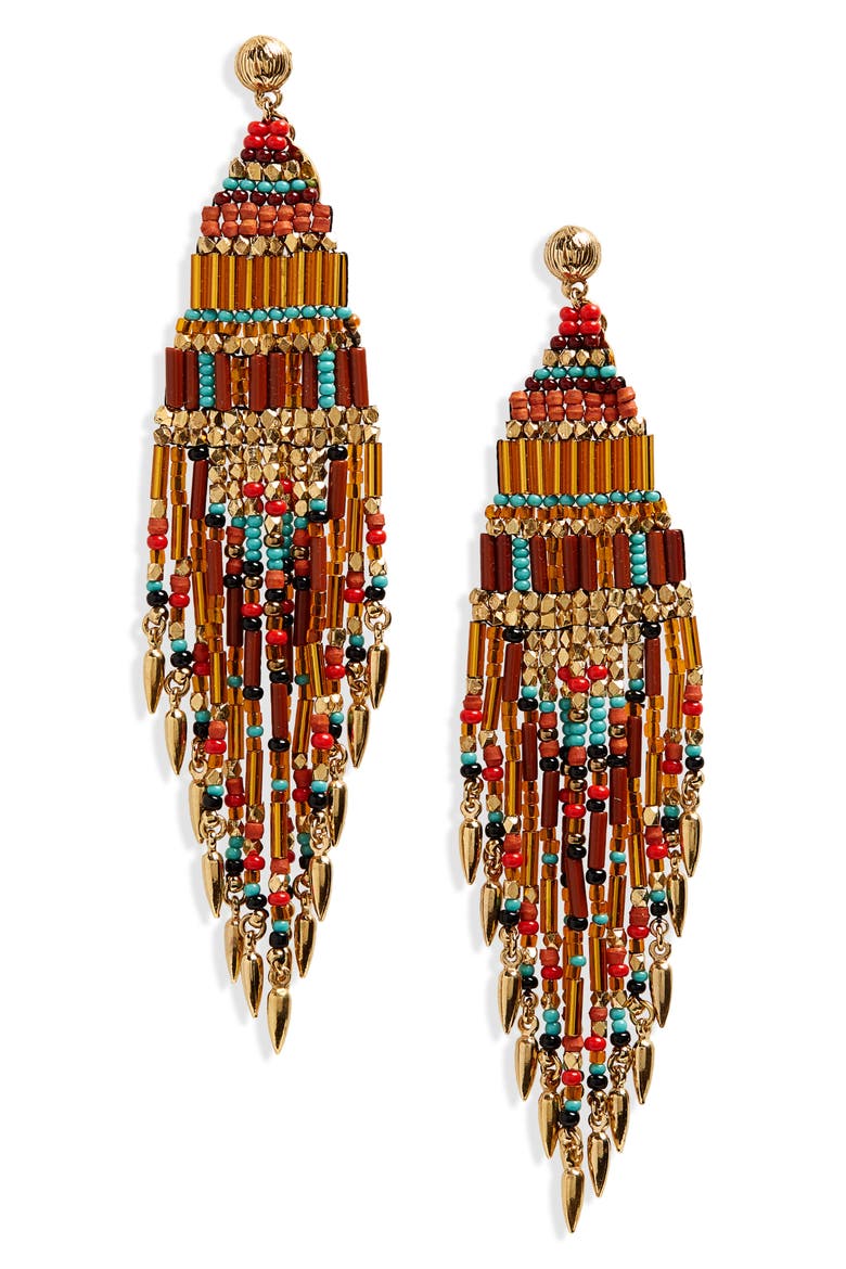 Ulla Beaded Drop Earrings, Main, color, RED/ TIGE